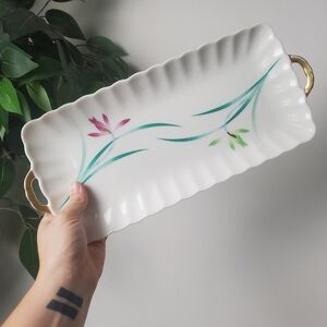 Koransha Long Porcelain Tray Saint Joan Orchid Flowers